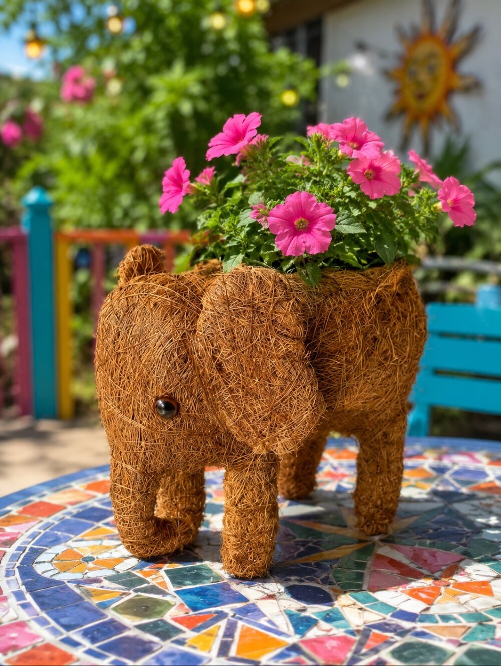 AquaSave Coco Critter Elephant Shaped Planter, Fits Any 4" Plants, New